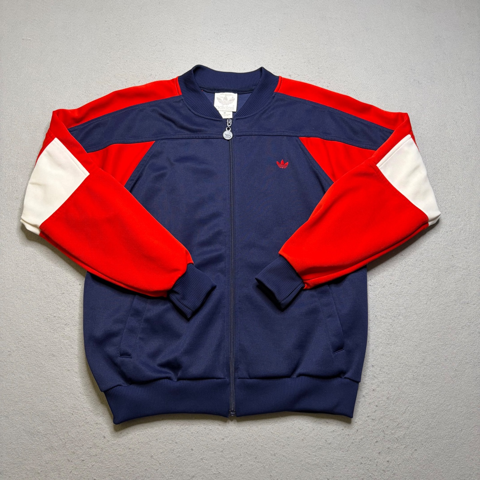 Adidas Track Jacket Mens M Navy Red Vintage 90s Trefoil Colorblock Zip Up